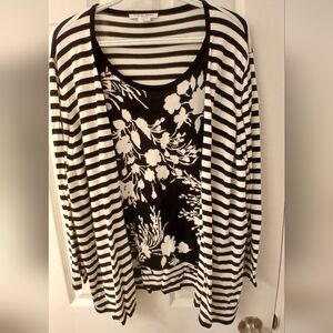 Allison Daley Woman Faux Two‑Piece Mixed Print Top – Size 2X